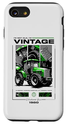 Vintage Tractor Farmer Birthday geboren 1980 geboren 1980 Hülle für iPhone SE (2020) / 7 / 8 von JRRTS RETRO BUTSTRUTTY Bauerntraktor Designs