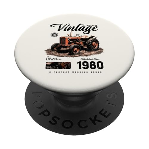 Vintage Tractor Farmer Birthday geboren 1980 geboren 1980 PopSockets Klebender PopGrip Vintage Tractor Farmer Birthday geboren 1980 geboren 1980 PopSockets Klebender PopGrip von JRRTS RETRO BUTSTRUTTY Bauerntraktor Designs