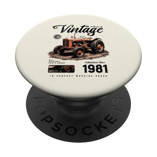 Vintage Tractor Farmer Birthday geboren 1981 geboren 1981 PopSockets Klebender PopGrip Vintage Tractor Farmer Birthday geboren 1981 geboren 1981 PopSockets Klebender PopGrip von JRRTS RETRO BUTSTRUTTY Bauerntraktor Designs