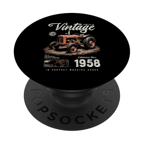 Vintage Tractor Farmer Geburtstag geboren 1958 geboren PopSockets Klebender PopGrip Vintage Tractor Farmer Geburtstag geboren 1958 geboren PopSockets Klebender PopGrip von JRRTS RETRO BUTSTRUTTY Bauerntraktor Designs