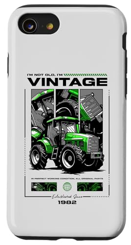 Vintage Tractor Farmer Geburtstag geboren 1982 geboren Hülle für iPhone SE (2020) / 7 / 8 von JRRTS RETRO BUTSTRUTTY Bauerntraktor Designs
