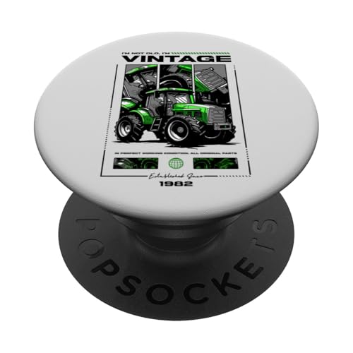 Vintage Tractor Farmer Geburtstag geboren 1982 geboren PopSockets Klebender PopGrip Vintage Tractor Farmer Geburtstag geboren 1982 geboren PopSockets Klebender PopGrip von JRRTS RETRO BUTSTRUTTY Bauerntraktor Designs