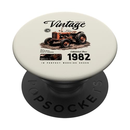 Vintage Tractor Farmer Geburtstag geboren 1982 geboren PopSockets Klebender PopGrip Vintage Tractor Farmer Geburtstag geboren 1982 geboren PopSockets Klebender PopGrip von JRRTS RETRO BUTSTRUTTY Bauerntraktor Designs