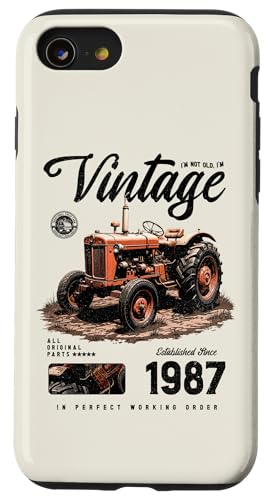 Vintage Tractor Farmer Geburtstag geboren 1987 geboren Hülle für iPhone SE (2020) / 7 / 8 von JRRTS RETRO BUTSTRUTTY Bauerntraktor Designs