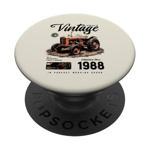 Vintage Tractor Farmer Geburtstag geboren 1988 geboren PopSockets Klebender PopGrip Vintage Tractor Farmer Geburtstag geboren 1988 geboren PopSockets Klebender PopGrip von JRRTS RETRO BUTSTRUTTY Bauerntraktor Designs