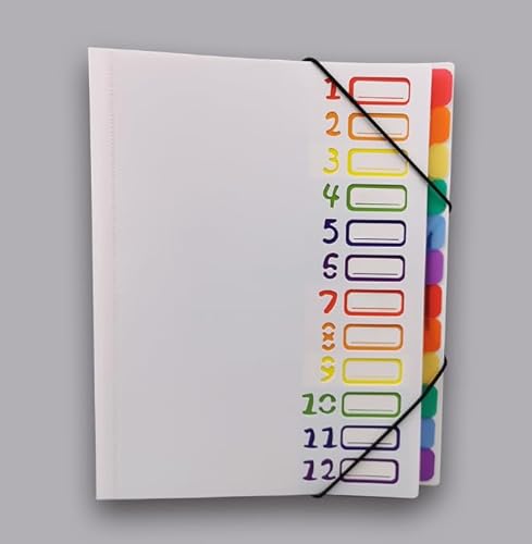1 Stück Dokumentenmappe A4, Tragbar Fächermappe mit 12 Fächern, PP Kunststoff Ordnungsmappe Pultordner mit Gummizug, Wasserdicht, für Schule Bürobedarf 1 Stück Dokumentenmappe A4, Tragbar Fächermappe mit 12 Fächern, PP Kunststoff Ordnungsmappe Pultordner mit Gummizug, Wasserdicht, für Schule Bürobedarf von JRSHIRLEYLTD