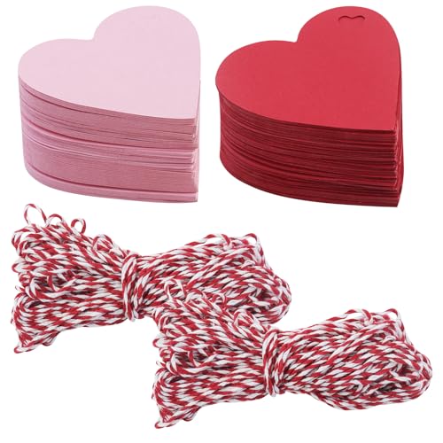 220 Stück Geschenkanhänger, herzförmige Anhänger, Herz-Geschenkanhänger mit 2 Stück Baumwollseilen, Anhängerpapier für Kleidung, Preis, DIY-Kunsthandwerk (rot, rosa) von JRSHIRLEYLTD