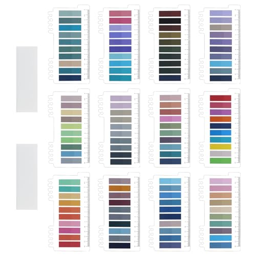 2400 Stücke Sticky Notes Haftnotizen Tabs 12 Sets Farbe Haftstreifen Sticky Notes PET Mehrfarbig für Lesezeichen, Studieren, Büro, Schulplaner Memo, mit 2 Sets transparente Haftnotizen von JRSHIRLEYLTD