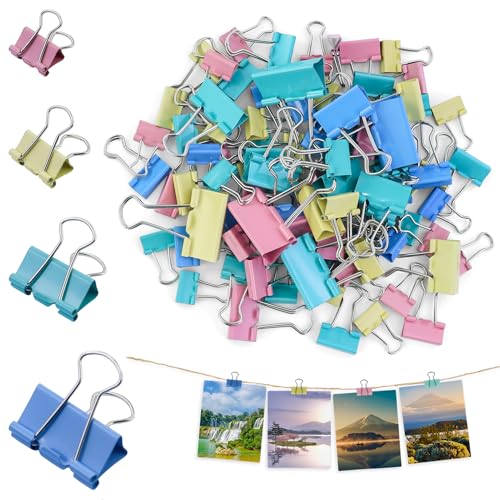 80 Stück Foldback Klammern Set, 32mm/25mm/19mm/15mm Binder Clips Büroklammern Bunt, Vielzweckklammern Dokumenten Clips,Metall Klammern Papierklammern für Schule Bürobedarf Briefpapier Notizen von JRSHIRLEYLTD