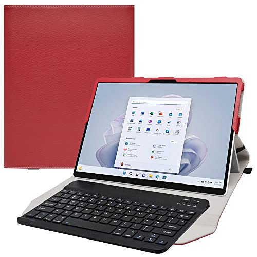JRTAL Kompatibel mit Surface Pro 9 Hülle, Slim Fit Folio PU Leder dünne Schutzhülle Schale Etui Tasche für Microsoft Surface Pro 9 /Pro 8 13" Tablet - Rot von JRTAL