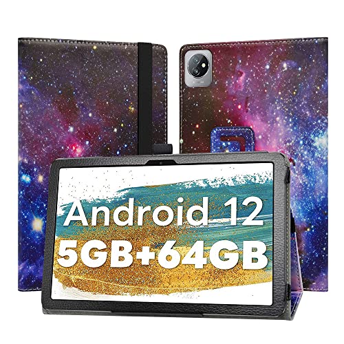 JRTAL Slim Fit Folio PU Leder dünne Schutzhülle Schale Etui Tasche für Blackview Tab 7 WiFi/Blackview Tab 30 WiFi/OSCAL Pad16 / OSCAL Pad 50 WiFi/OSCAL Pad 70 WiFi 10.1" Tablet - Galaxy von JRTAL