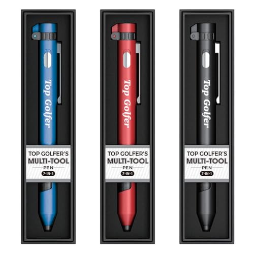 Top Golfer Named Personalisierter Multi-Tool-Stift, 7-in-1 mit Taschenlampe, Handyhalter, Stylus, Kompass und Schraubendreher-Set – verschiedene Farben (Rot, Blau, Schwarz) – schwarze Tinte von JRose Collections