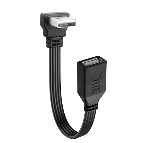 JSADZKJ 90-Grad-USB-2.0-Kabel USB-A-Männlich auf Weiblich,flach,kurzes Kabel,unterstützt Lade-/Transfer-Up-Winkel, USB 2.0-Verlängerungskabel für Laptop,TV,Tastatur,Drucker,USB-Flash-Laufwerk, 30 von JSADZKJ