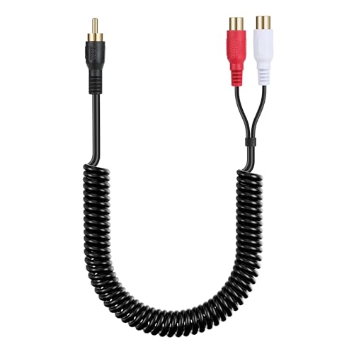 JSADZKJ RCA Splitter Kabel 1 RCA Männlich auf 2 RCA Weiblich Stereo Audio Spiralkabel vergoldet RCA Stereo Audio Verlängerungskabel für Subwoofer,Lautsprecher,Verstärker,CD Player 80cm/31.5in von JSADZKJ