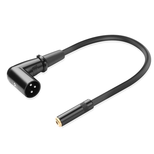 JSADZKJ Rechtwinkliges XLR Männlich auf 3.5mm Weiblich Adapterkabel 90 Grad XLR auf 1/8 TS Mikrofonkabel,xlr auf 3.5mm Kabel (nur Mono) für Mikrofon,Verstärker,Mischpult-30cm (XLR Männlich) von JSADZKJ