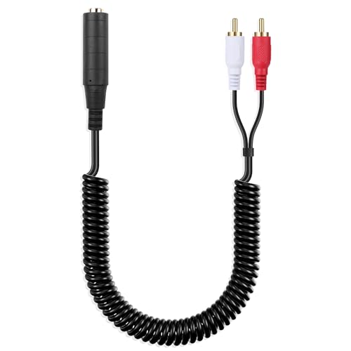 JSADZKJ1/4 Zoll TRS zu 2 RCA Audiokabel 6,35mm Buchse zu Dual RCA Stecker Y Splitter Kabel für Mixer Lautsprecher 35cm/14 in (6.35mm Weiblich auf 2RCA Männlich) von JSADZKJ