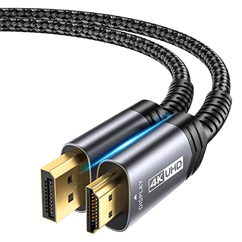 JSAUX 4K DisplayPort auf HDMI Kabel 1M, DP auf HDMI Stecker, Video UHD 4K @ 30Hz Nylon geflochten DP auf HDTV unidirektionales Kabel für Dell, Monitor von JSAUX