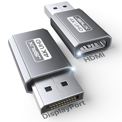 JSAUX 4K DisplayPort zu HDMI Adapter 2-Stück, DP PC zu HDMI Monitor Konverter Video UHD 2K@120Hz,4K@30 DP Stecker zu HDTV Buchse, Kompatibel für Dell, Lenovo, HP,GPU, AMD, NVIDIA, Desktop von JSAUX
