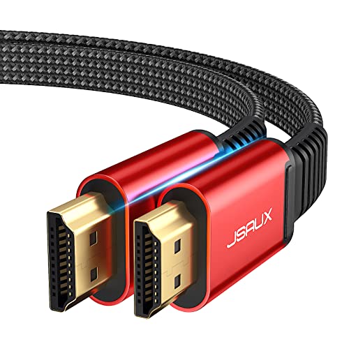 JSAUX 4K HDMI Kabel 1M[4K@60Hz,HDMI 2.0,18Gbps] 4K Flach HDMI 2.0 Kabel Highspeed 3M HDMI Nylon Geflochten Kabel Support 4K 3D HDR UHD 2160p 1080p Ethernet ARC PS3/4 TV PC Rot von JSAUX