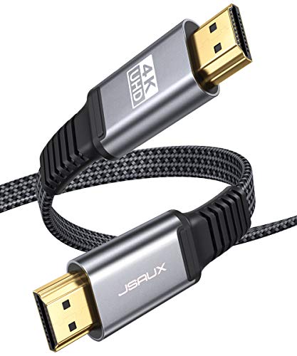 JSAUX 4K HDMI Kabel 4Meter [4K@60Hz,HDMI 2.0,18Gbps] 4K Flach HDMI 2.0 Kabel Highspeed 5M HDMI Nylon Geflochten Kabel Support 4K 3D HDR UHD 2160p 1080p Ethernet ARC PS3/4 TV PC Grau von JSAUX