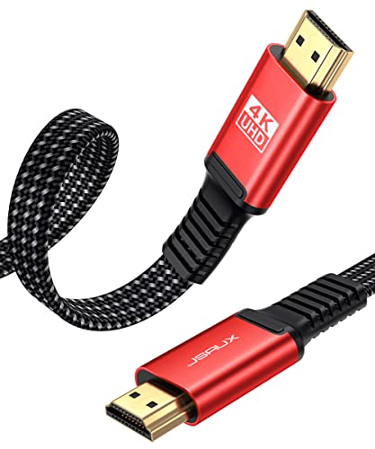 JSAUX 4K HDMI Kabel 7.5Meter [4K@60Hz,HDMI 2.0,18Gbps] 4K Flach HDMI 2.0 Kabel Highspeed 5M HDMI Nylon Geflochten Kabel Support 4K 3D HDR UHD 2160p 1080p Ethernet ARC PS3/4 TV PC Rot von JSAUX