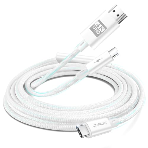 JSAUX 4K USB C auf HDMI Kabel und PD 100W Laden 2meter, 2-in-1 Typ C auf HDMI [Thunderbolt 3 kompatibel] kompatibel mit iPhone 15 Pro Max, MacBook, Samsung DeX, iMac, iPad Pro, Surface-Weiß von JSAUX