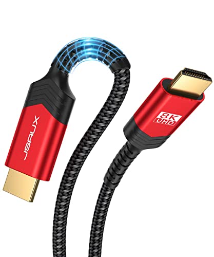 JSAUX 8K HDMI Kabel 1Meter, HDMI 2.1 Kabel Highspeed Ethernet 48Gbps 8K@60Hz, 4K@120Hz, UHD HDR 10+, eARC, Dolby Vision, 3D, VRR, Kompatibel mit PS4 Pro, PS5, 8K Gaming, TV, Blu-ray-Player, Projektor von JSAUX