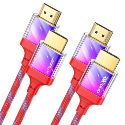 JSAUX 8K HDMI Kabel 3Meter 2-Stück | 4K HDMI 2.1 Kabel 48Gbps High Speed HDMI | 4K@120Hz 144Hz, 8K@60Hz, HDCP 2.2 & 2.3, HDR 10+, eARC Kompatibel mit Monitor UHD TV PS5 PS4 Dolby Vision -Farbverlauf von JSAUX
