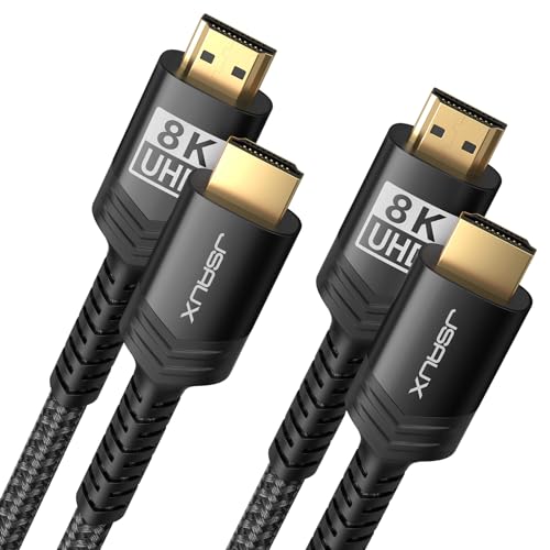 JSAUX 8K HDMI Kabel 4.5Meter 2-Stück | 4K & 8K HDMI 2.1 Kabel 48Gbps High Speed HDMI | 4K@120Hz 144Hz, 8K@60Hz, HDCP 2.2 & 2.3, HDR 10+, eARC Kompatibel mit Monitor UHD TV PS5 PS4 Dolby Vision-Schwarz von JSAUX