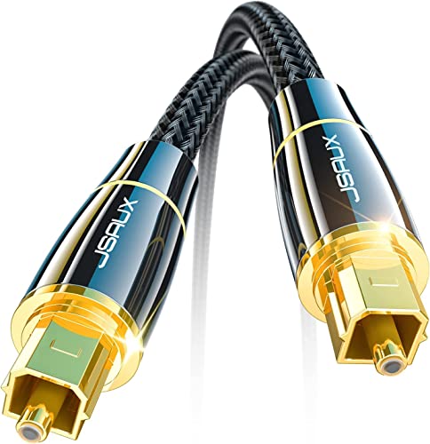 JSAUX Digital Optical Audio Toslink Cable 10FT, [24K Gold-Plated, Ultra-Durable] Fiber Optic Cable Male to Male Cord Compatible with Sound Bar, TV, PS4, Xbox, Home Theater, Samsung……… von JSAUX