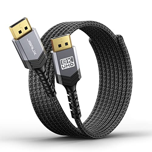 JSAUX DisplayPort Kabel 1.4 1m, 32,4Gbps Nylon Geflecht Vergoldete Anschlüsse DP 1.4 Kabel, 8K@60Hz 4K@144Hz 2K@240Hz 2K@165hz DSC 1.2 FreeSync G-Sync Kompatibel mit Gaming Monitor RTX 4090 Laptop TV von JSAUX