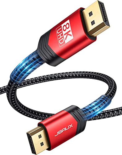 JSAUX DisplayPort Kabel 1.4 1m, 32.4 Gbps High Speed DP 1.4 8K@60Hz HDR, 4K@144Hz/120Hz, 2K@240Hz 165Hz 144Hz DSC 1.2, 3D Kompatibel mit FreeSync und G-Sync Gaming Monitor Grafikkarte Laptop TV -Rot von JSAUX