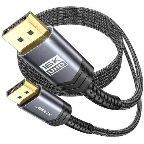 JSAUX Displayport Kabel 3m 2.1, Displayport Kabel 2.1/2.0 Unterstützung 16K@60Hz, 8K@120Hz, 4K@240Hz 80Gbps, Abwärtskompatibel mit DP1.4/DP1.2, DP Kabel 3m 2.1 kompatibel mit Monitor, Laptop, Grafik von JSAUX