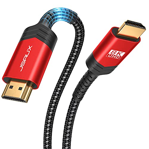 JSAUX HDMI Kabel 15Meter, Lange Faseroptisches HDMI 2.1 Kabel 8k Highspeed 48Gbps 8K@60Hz, 4K@120Hz, UHD HDR 10+, eARC, Dolby Vision, 3D, VRR, Kompatibel mit PS4, PS5, 8K Gaming, TV, Blu-ray-Player von JSAUX