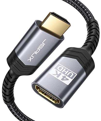 JSAUX HDMI Verlängerung Kabel, HDMI Stecker auf Buchse Verlängerung Kabel HDMI Verlängerungskabel 18Gbps Kompatibel mit TV-Stick, PS4, PS3, Xbox, 4K UHD, Full HD, 3D, ARC, Ethernet, 1M Grau von JSAUX