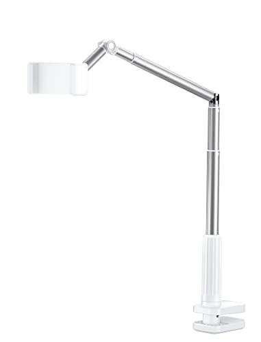 JSAUX Handy Halter mit justierbarem langem Arm für Schreibtisch & Bett, Handystütze, Mobil-Ständer, Handyhalter, Handy-Ständer, Telefonhalter kompatibel mit iPhone 15/15 Pro/15 Plus/14 etc. [Weiß] von JSAUX