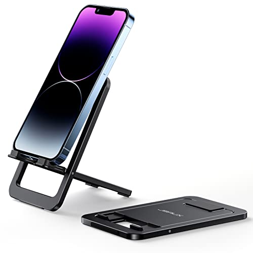JSAUX Handy Ständer 2er-Pack, Faltbarer Aluminium Handyhalterung Tisch Tragbar Handy Halterung Dicker-Hülle-freundlich Kompatibel mit iPhone 16 15 14 13 12 Pro Max Samsung S25 S24 S23 Kindle-Schwarz von JSAUX