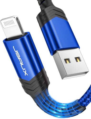 JSAUX Ladegerät für iPhone 1,8 m [MFi C89 zertifiziert] Langlebiges Lightning-Kabel aus Nylon, sehr widerstandsfähig, kompatibel mit iPhone 11, XS Max XS XR, X 8/8Plus, 7/7Plus, 6s/6sPlus, 6/6Plus, von JSAUX