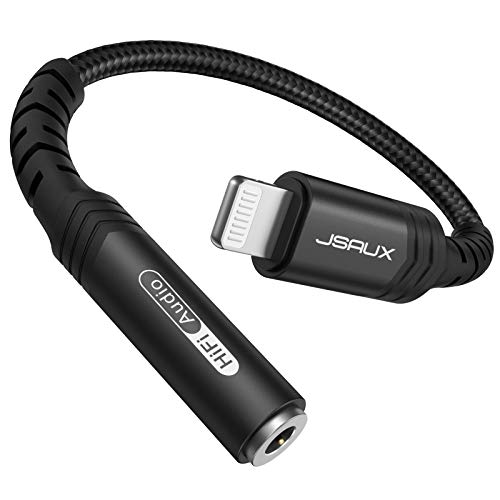JSAUX Lightning auf 3,5 mm Kopfhörer Adapter MFI Zertifizierung Aux Adapter, Lightning auf Klinke Audio Adapter für iPhone 14 Plus Pro Max 13 Mni 12 11 Pro 11 Pro Max X XS XS Max 8 7 - Schwarz von JSAUX
