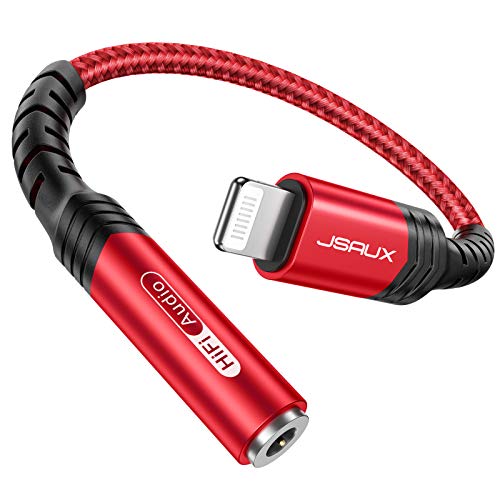 JSAUX Lightning auf 3,5 mm Kopfhörer Adapter MFI Zertifizierung Aux auf Klinke Audio Adapter für iPhone 14 Plus Pro Max 13 Mni 12 11 Pro 11 Pro Max X XS XS Max 8 7 - Rot von JSAUX