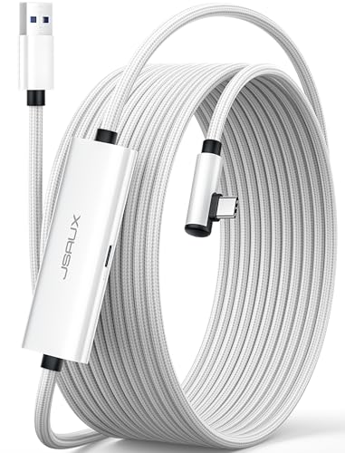 JSAUX Link Kabel mit Ladeanschluss [5m], Kompatibel mit Oculus Meta Quest 3S/ 3/2/ Pro und Pico 4 PC Steam VR Zubehör, High Speed 5Gbs USB3.0 A zu USB-C Datenkabel PC für VR Headset von JSAUX