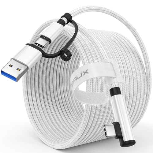 JSAUX Link Kabel 5Metre 2-in-1 Kompatibel mit Oculus Quest 2/Pico 4/Meta Zubehör und PC/Steam VR, USB 3.0 High Speed PC Data Transfer Adapter, Kompatibel mit VR Headset, Gaming PC, Quest 2 & 1 von JSAUX