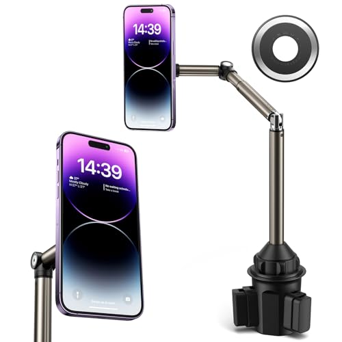 JSAUX Magnetische Handyhalterung für Auto und KFZ mit langem Arm, Becherhalter-Handyhalterung mit MagMount Kompatibel mit iPhone 16 15 Pro Max 13 12, Samsung Galaxy S24 S23 Ultra, Google Pixel 9 Pro von JSAUX