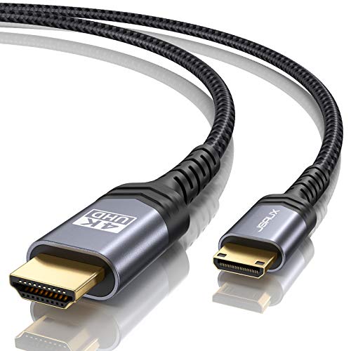 JSAUX Mini HDMI to HDMI Cable 2M [4K @ 60Hz, 18Gbps] Mini HDMI to HDMI Nylon Braided Cable Support 4K, 1080P, 2K @ 120Hz, 3D, HDR, ARC, Bi-Directional for Camera, Laptop, TV, Monitor, Projector Grey… von JSAUX