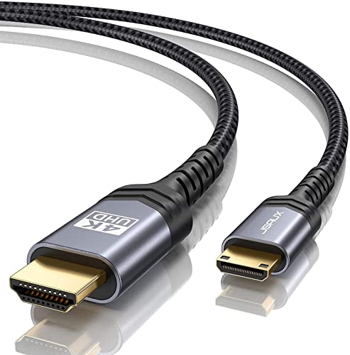 JSAUX Mini HDMI to HDMI Cable 4.5M [4K @ 60Hz, 18Gbps] Mini HDMI to HDMI Nylon Braided Cable Support 4K, 1080P, 2K @ 120Hz, 3D, HDR, ARC Grey von JSAUX