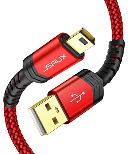 JSAUX Mini USB Kabel 3M USB Typ A auf USB Mini B 2.0 Daten Ladekabel Kompatibel mit PS3 Controller,Dash Cam,Garmin GPS Navi,Blue Yeti,Ti-84 Plus CE Grafikrechner,MP3 Player,Tiptoi Rot von JSAUX