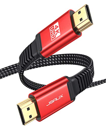 JSAUX 𝙉𝙀𝙒 HDMI Kabel 2Meter [4K@60Hz,HDMI 2.0,18Gbps] 4K Flach HDMI 2.0 Kabel Highspeed 3M HDMI Nylon Geflochten Kabel Support 4K 3D HDR UHD 2160p 1080p Ethernet ARC PS3/4 TV PC Rot von JSAUX