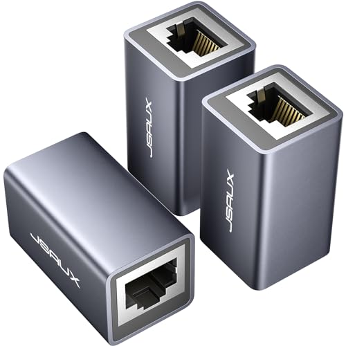 JSAUX RJ45 LAN Kupplung Ethernet Kabel Verbinder [3 Stück] Ethernet Koppler LAN Adapter für LAN Kabel, Netzwerkkabel, Patchkabel, Netzwerk Coupler Kompatibel mit Cat7, Cat6, Cat5e, Cat5(Grau) von JSAUX