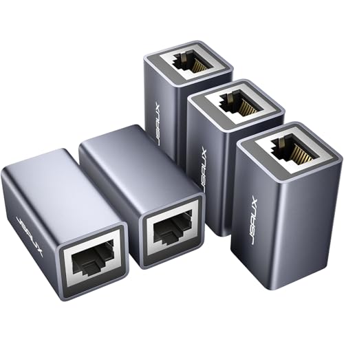 JSAUX RJ45 LAN Kupplung Ethernet Kabel Verbinder [5 Pack] Ethernet Koppler LAN Adapter für LAN Kabel, Netzwerkkabel, Patchkabel, Netzwerk Coupler für Cat7, Cat6, Cat5e, Cat5(Grau) von JSAUX