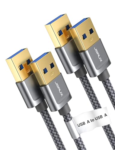 JSAUX USB 3.0 Kabel [2 Stück 1M+2M], USB A Stecker auf A Stecker Nylon Verbindungskabel, 5Gbps Super Speed, kompatibel mit HDD, DVD, Drucker, Kameras, Festplattengehäusen, Laptop usw (Grau) von JSAUX